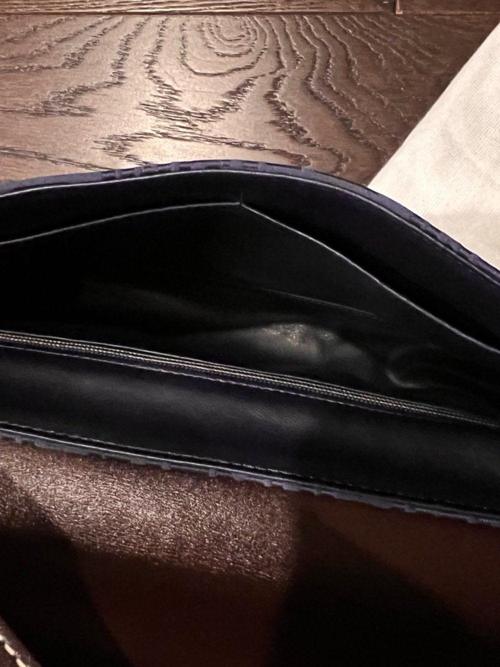 Longchamp Navy shoulder Bag with Brown leather Strap - Picture 5 of 5